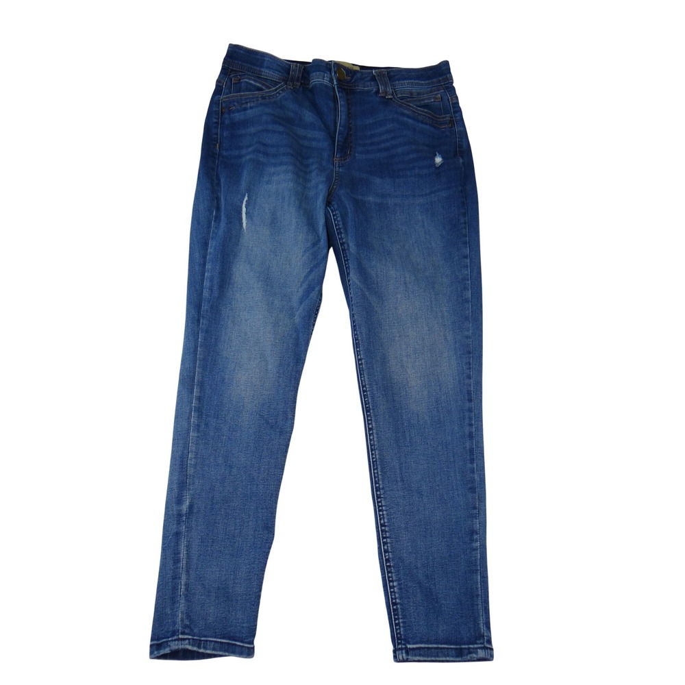 Democracy Ab Solution Skinny Jeans Womens 14 Medium Wash Blue Distressed Denim